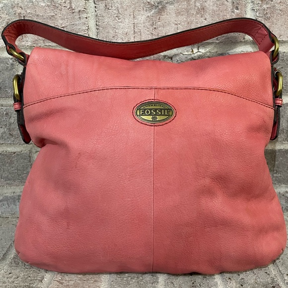 Fossil Handbags - Fossil Pink Hobo Bag with Curved Top Design